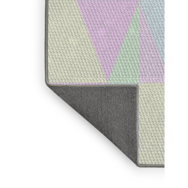 Tapis vert/rose tissé à la machine, Rectangle 5 pi x 7 pi