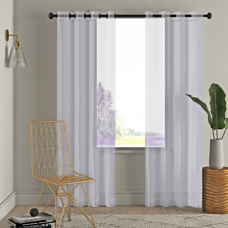 Carmille Semi-Sheer Grommet Curtain Panels, 54" W x 84" L, White
