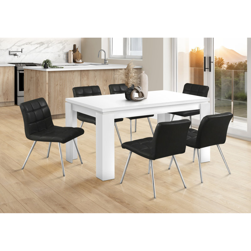 Table de salle à manger, 60 po rectangulaire, cuisine, salle à manger, stratifié blanc, contemporain, moderne, Blanc
