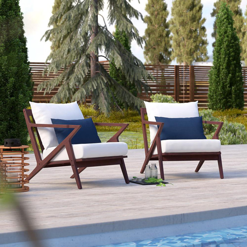 Minhaj Eucalyptus Outdoor Lounge Chair, Canvas Regatta Sunbrella® Canvas