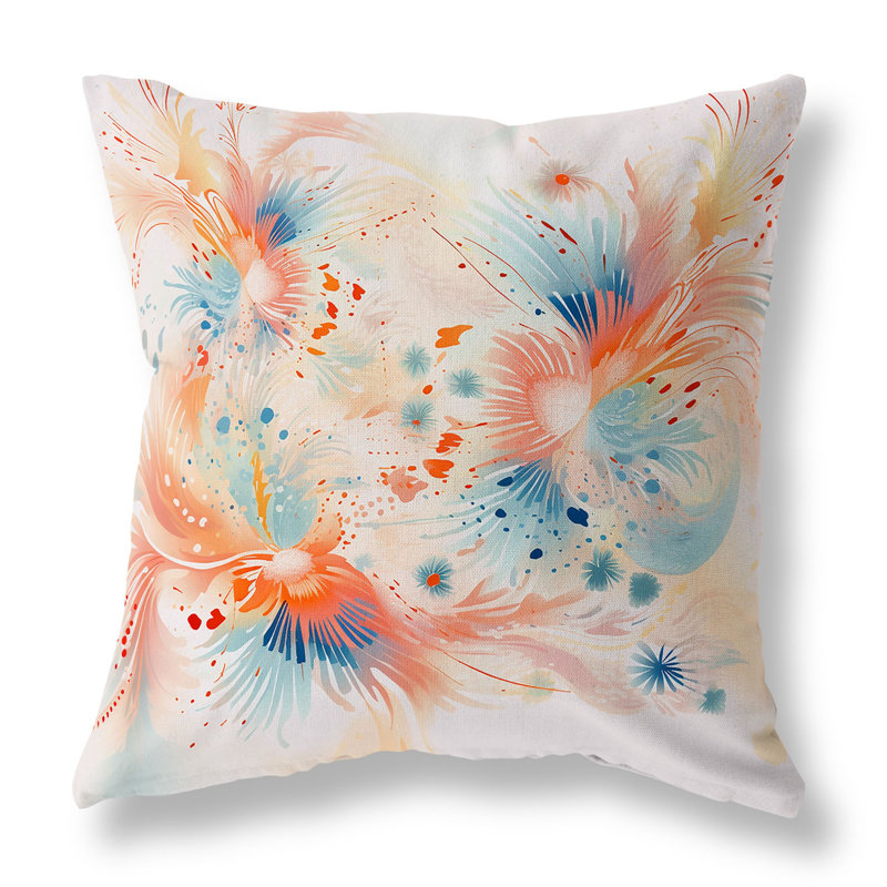 Indoor / Outdoor Square Cushion, 46cm H x 46cm W, Blue/Pink/Orange