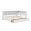 Lit de jour double en bois avec 2 tiroirs, lit de jour avec tablette de rangement et ports de chargement USB