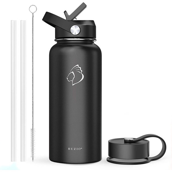 JoyJolt Vacuum Insulated Stainless Steel Tumbler Bottle with Flip Lid and Straw - 24 oz - Grey
