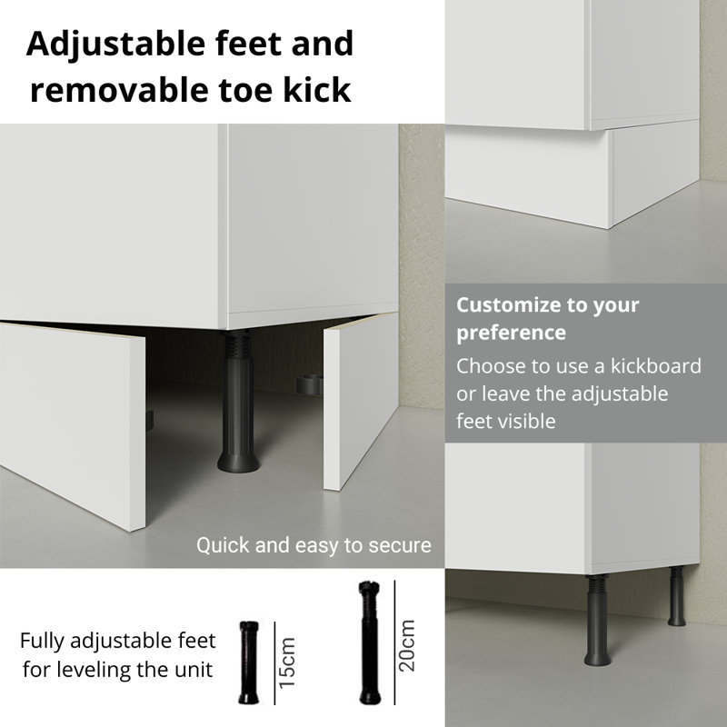 Hokku Designs Compact Garage and Utility Room Storage Set 78 Inch Base Cabinet with 3 Drawers and 4 Doors Utility Bench Wooden Organization Unit - White