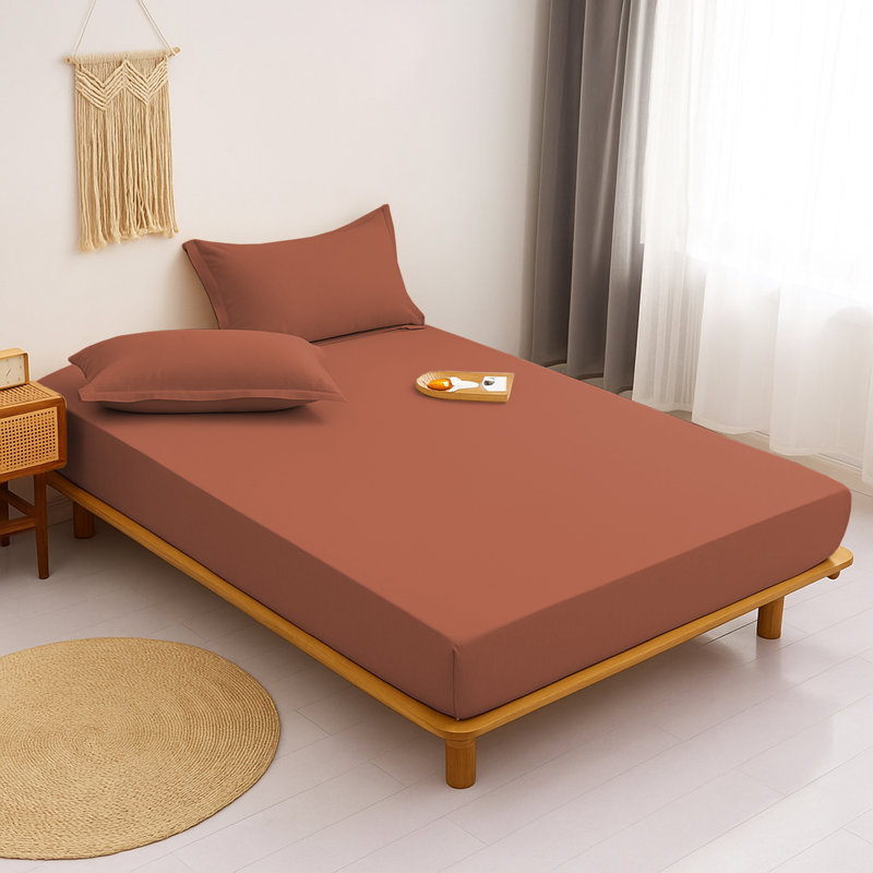 Aspire Homeware Ultra Soft 40cm Deep Fitted Sheet for Extra Deep Mattress and Cozy Sleep, Rust, Double (4'6)