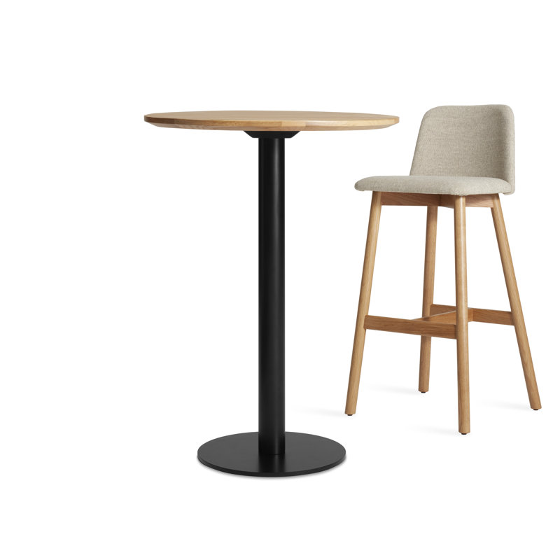 Easy Round Dining Table, Matte Black, White Oak, 40" H x 30" W x 30" L