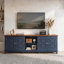 Meuble télé 4 portes 2 tablettes pour grange bleu marine et bleu marine