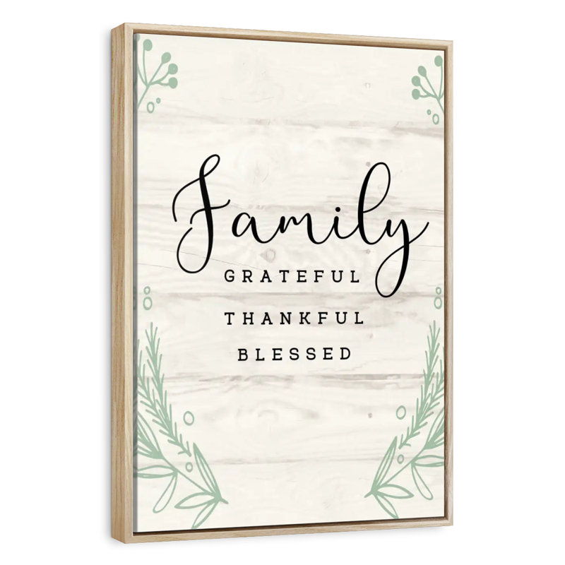 Plaque murale familiale, 25" X 9", Cadre flottant en bois naturel