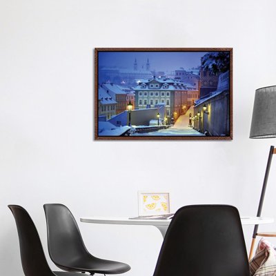 Prague in White 1 Piece Floater Frame Wall Art on Canvas