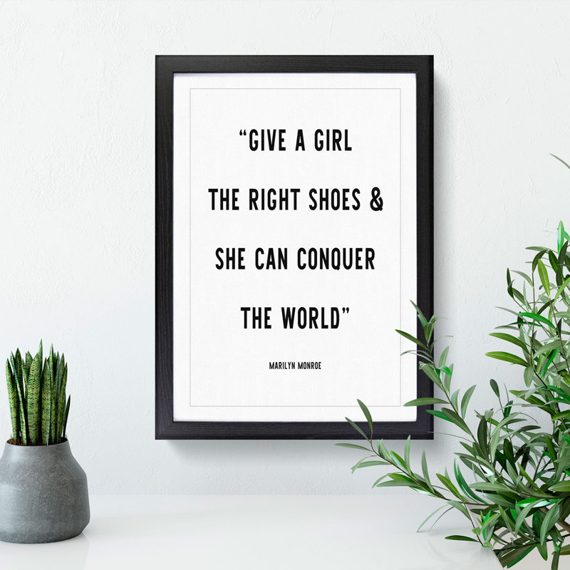 Conquer the World - Picture Frame Typography, 90cm H x 65cm W x 2cm D, Black