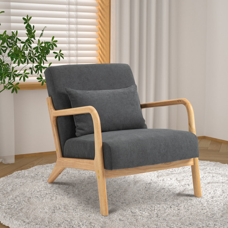 Bram Velvet Armchair, White Velvet, Dark Brown