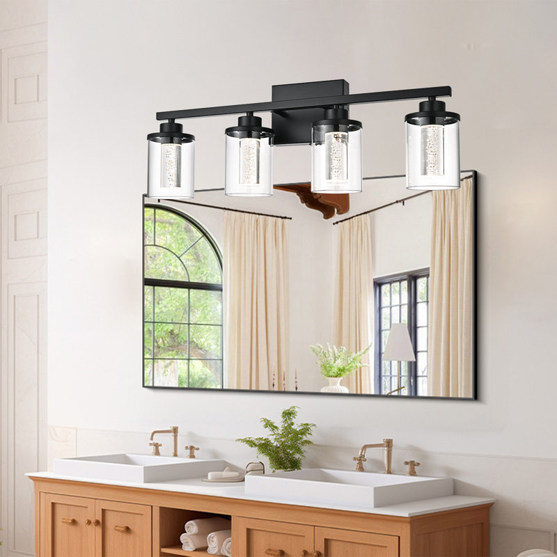 LED Modern Bathroom Light Fixtures Over Mirror, 5-Light Vanity Lights With 5 Color Modes, Dimmable Bathroom Vanity Light With Crystal Bubble Glass, (Built-In LED Bulbs Included)