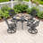 5-Piece Round Cast Aluminum Outdoor Patio Dining Set with Swivel Chairs & Cushions & Umbrella Hole-1467101778