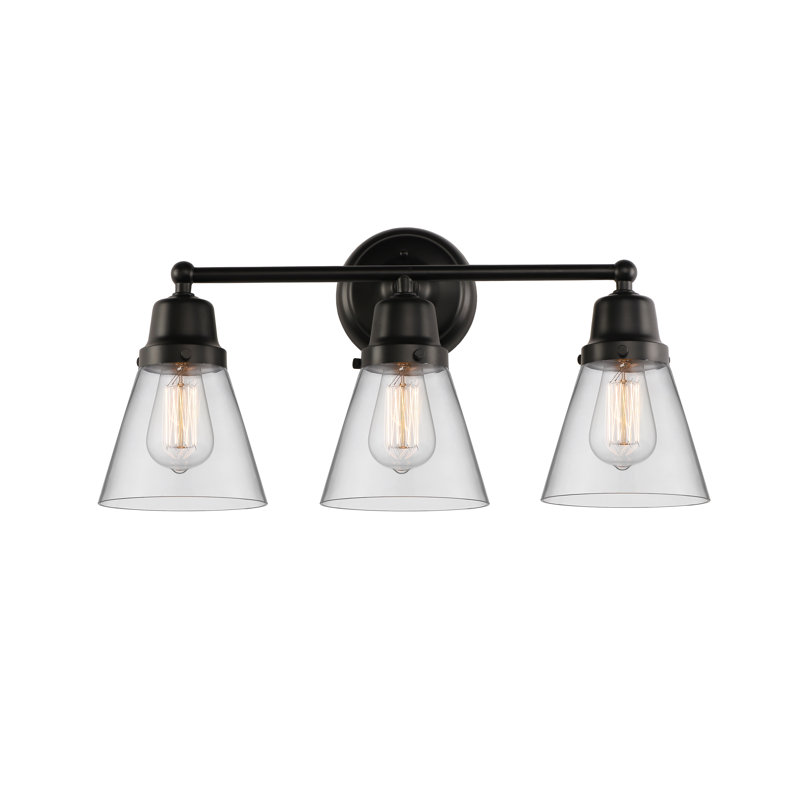 Éclairage pour salle de bain 3 lumières Aness Cone, Nickel satiné brossé, Incandescent, Plaqué couleur fumée