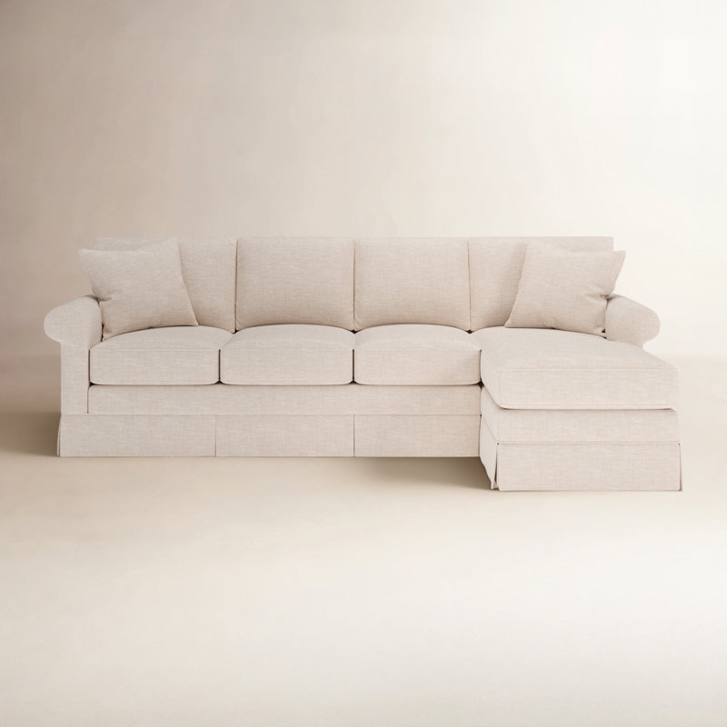 Friedman 2 - Piece Upholstered Sleeper Sectional, Right Hand Facing, Lena Sand Performance Linen Blend