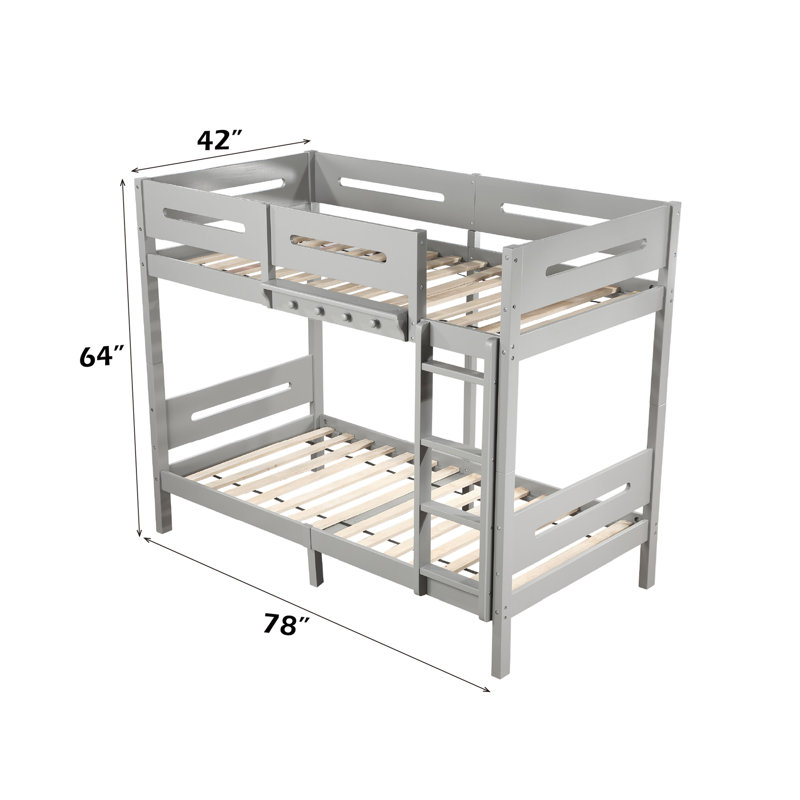 Edah Bunk Bed With Slat System, Fully KD Structure, Removable Ladder And Hanger, Ideal For Space - Saving And Easy Assembly