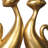Gold Cat Figurine Set of 2, Modern Resin Cat Statues with Long Necks and Curled Tails 
