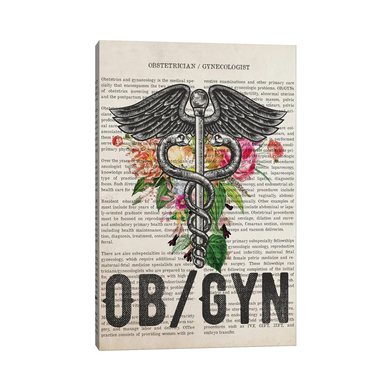 OB/GYN, Obstetrician-Gynecologist With Flowers by Aged Pixel - Wrapped Canvas Print, 30.48 cm H x 45.72 cm W