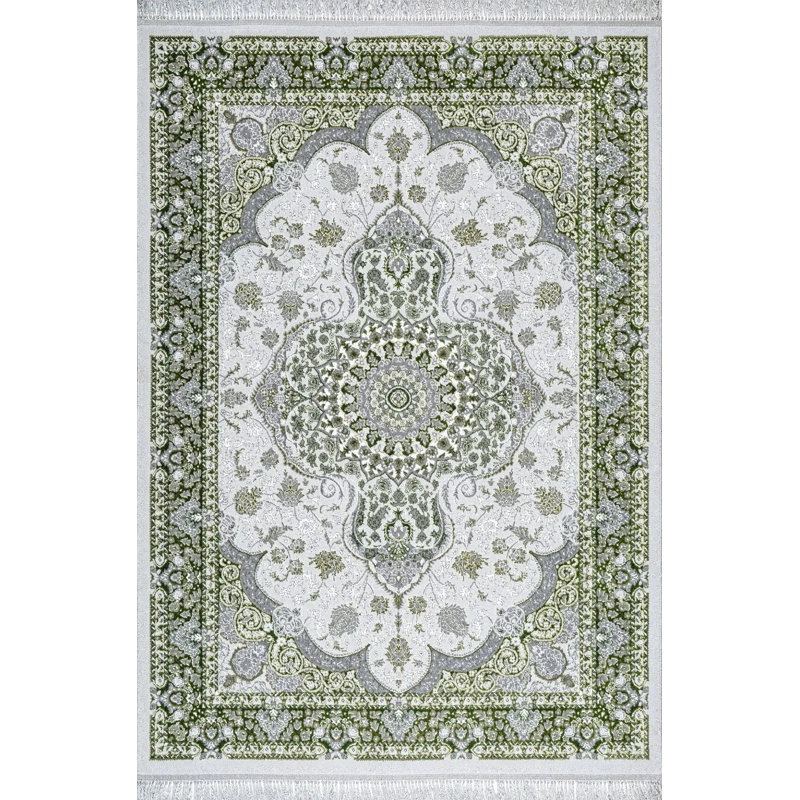 Rectangle Oriental Area Rug, Green, Rectangle 60 x 110 cm