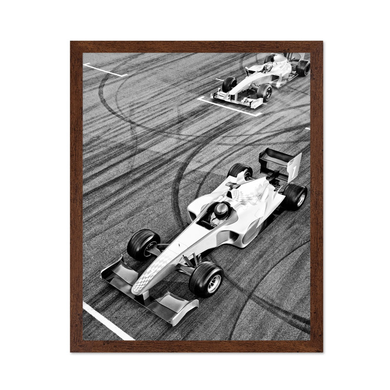 Voiture de course n ° 2, Poster, 08"H x 10"W, Brown Framed