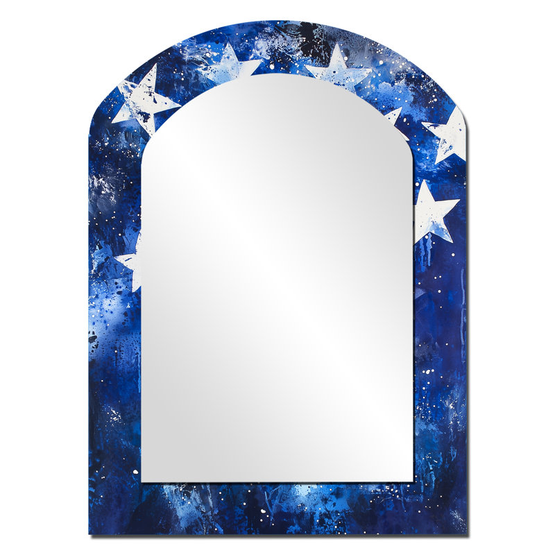 Étoiles sur le drapeau des États-Unis - miroir asymétrique unique patriotiste des États-Unis, grand miroir mural à arche blanche, impression d'art en métal