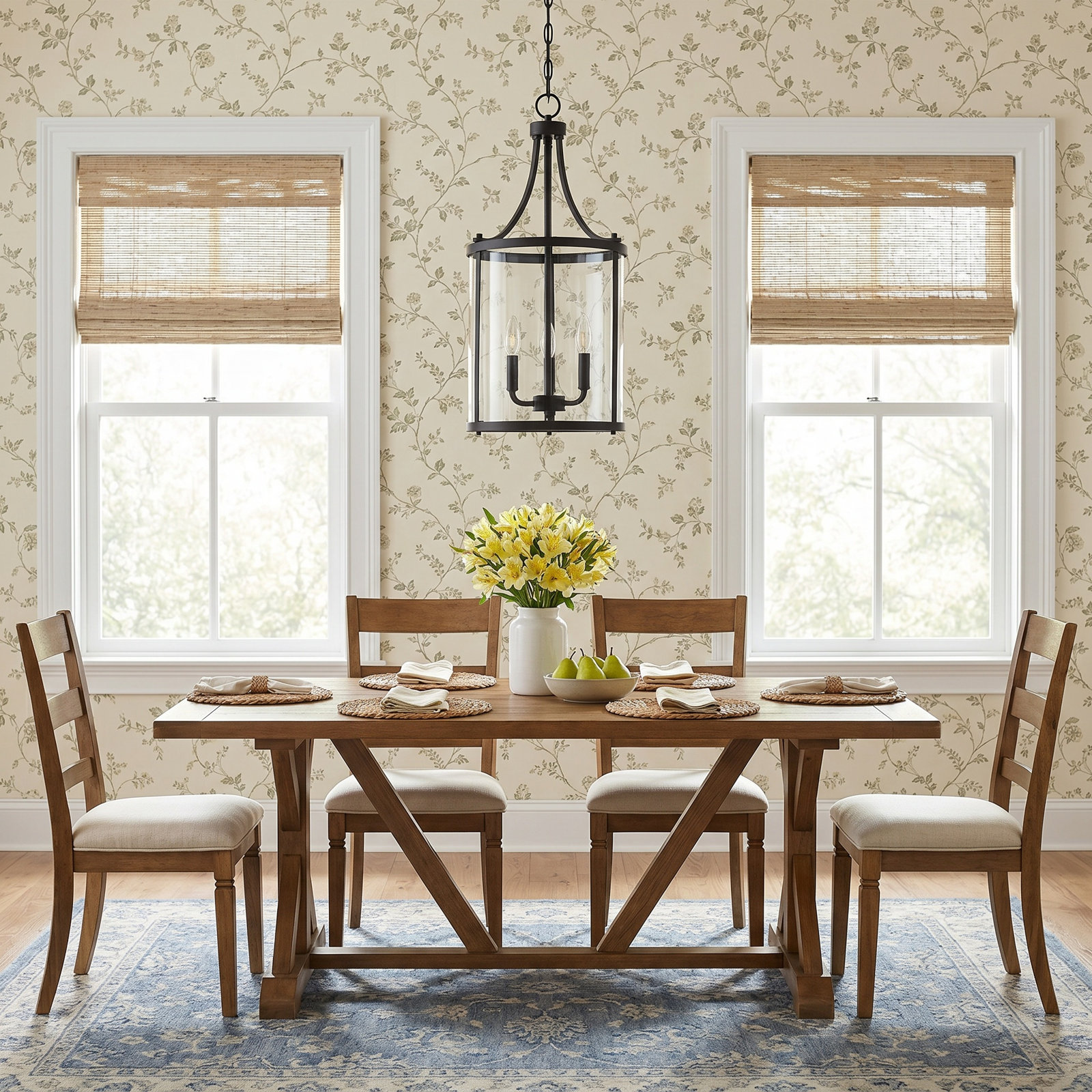Cleveland 3-Light Sloped Ceiling Adaptable Lantern Chandelier, Black