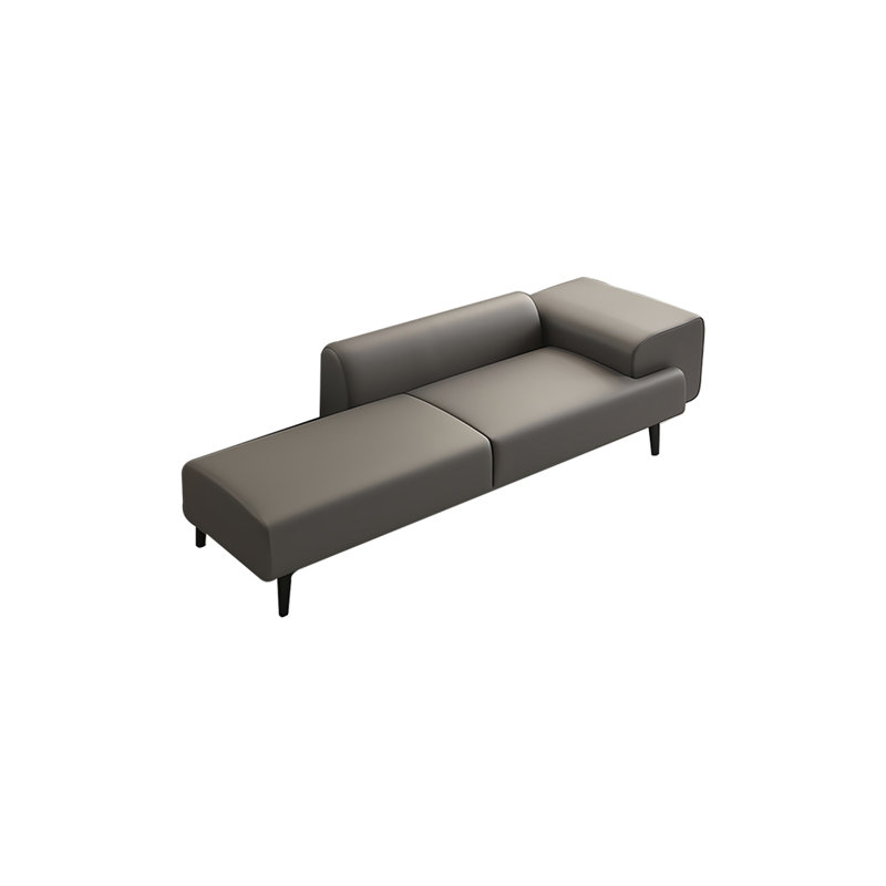 Banc rembourré en cuir véritable Shivaan, Gris clair