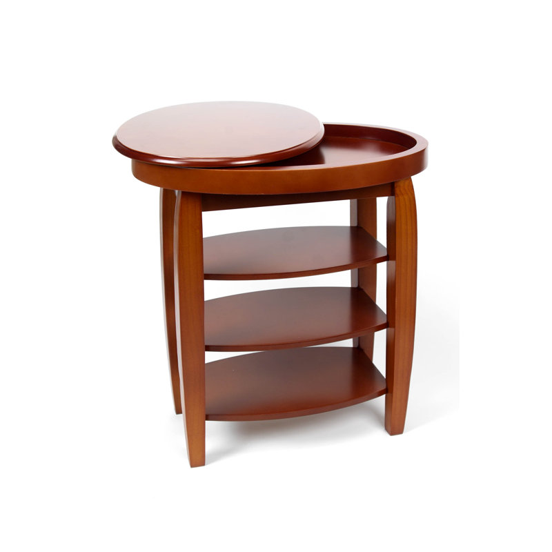 Sydni Swivel-top Side Table with Shelves, Burnt Orange