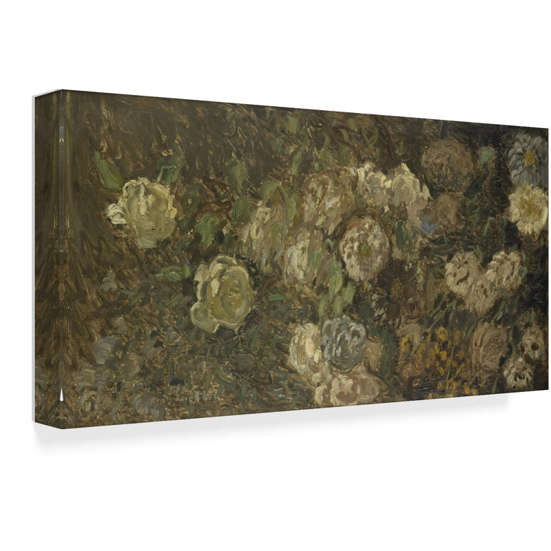 "fleurs" par claude monet, reproduction de peinture à l’huile sur toile tendue, H 16 po x l 32 po x P 2 po