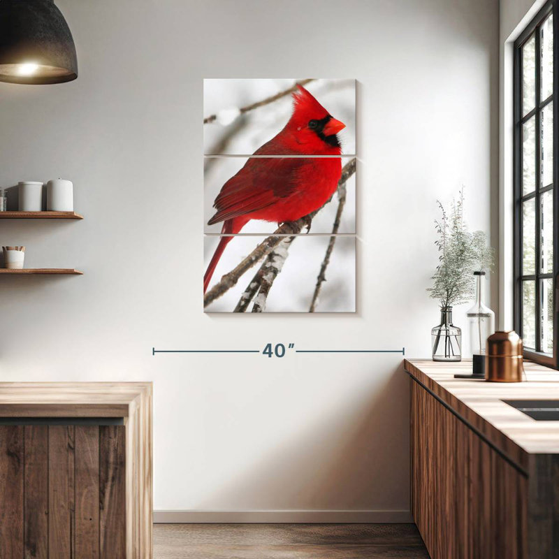 Brampt Birch Tree And Cardinal, 38" H x 24" W