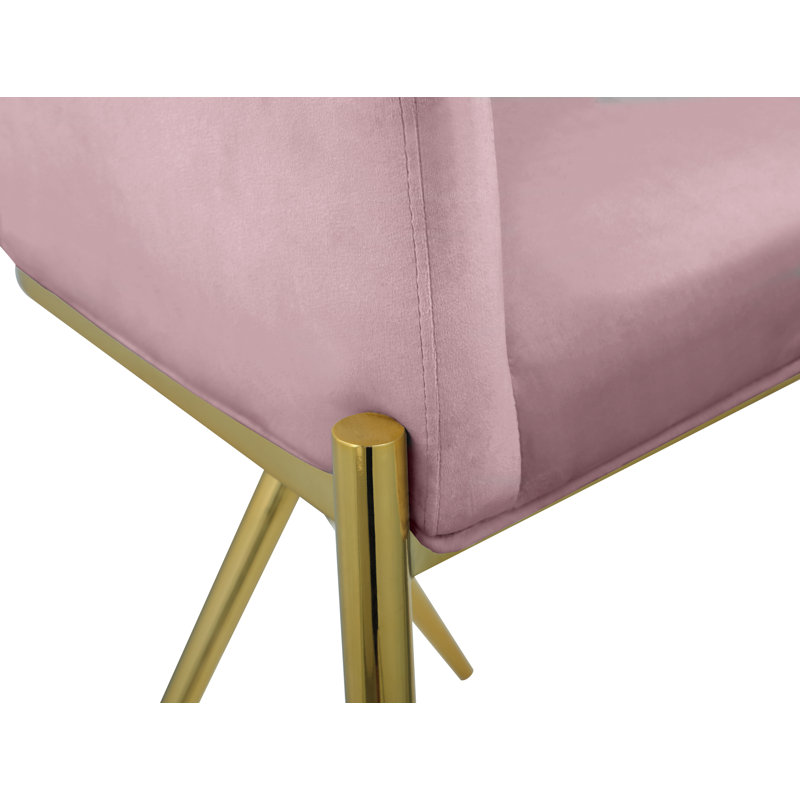 Tabouret de comptoir 26,5 po Xavier, Velours rose, Doré