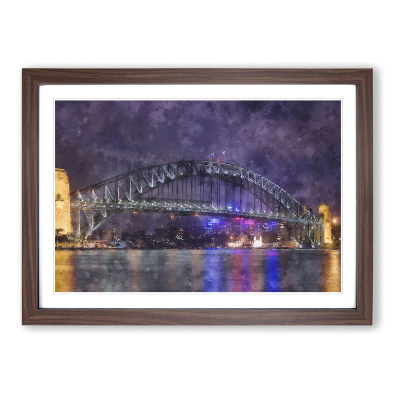 Harbour Bridge in Sydney - Framed Print, 27cm H x 36cm W x 2cm D, Walnut Framed