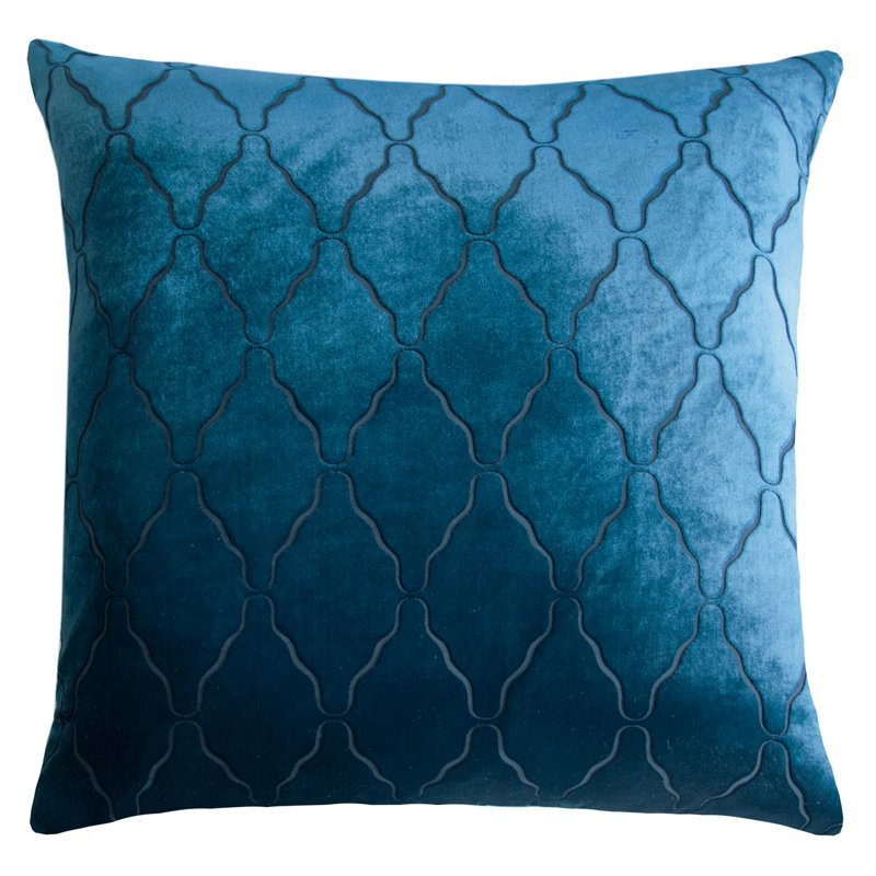 Velvet Throw Pillow, 22'' H x 22'' W x 3'' D, Cobalt Black
