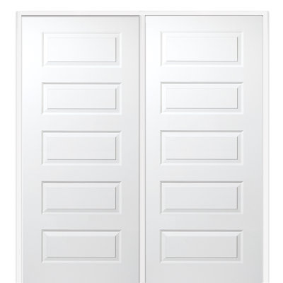 Portes françaises recouvertes de bois manufacturé massif et de verre Rockport