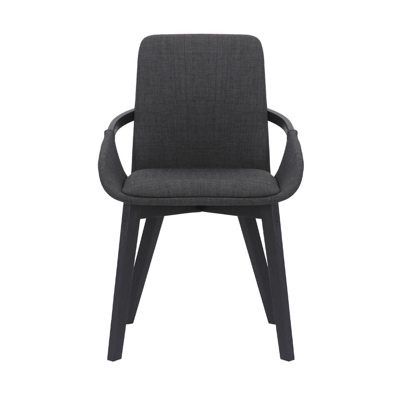 Chaise avec accoudoirs en lin Allis, Gris anthracite
