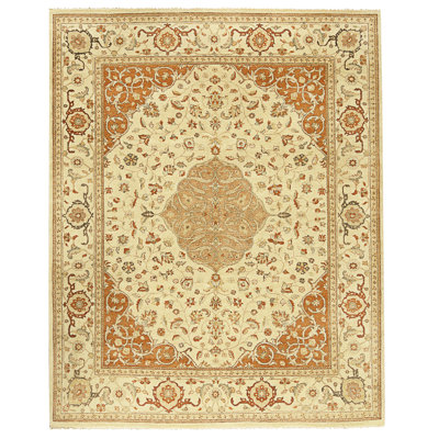 High-Quality Hand-Knotted Ivory Area Rug