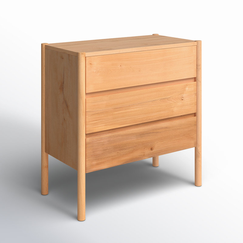 Commode en bois massif à 3 tiroirs Dionte