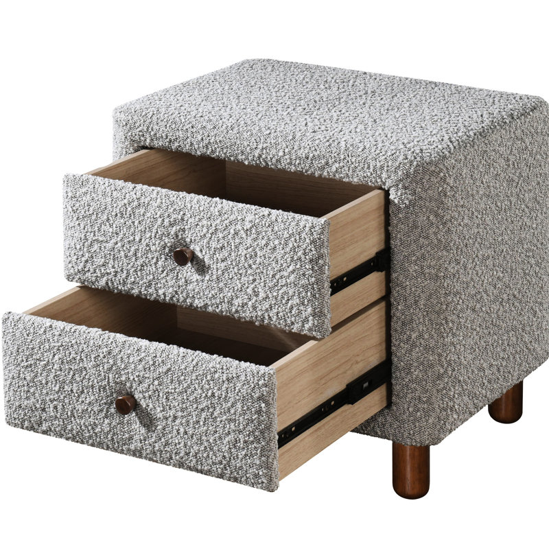 Table de chevet 2 tiroirs Grey Boucle