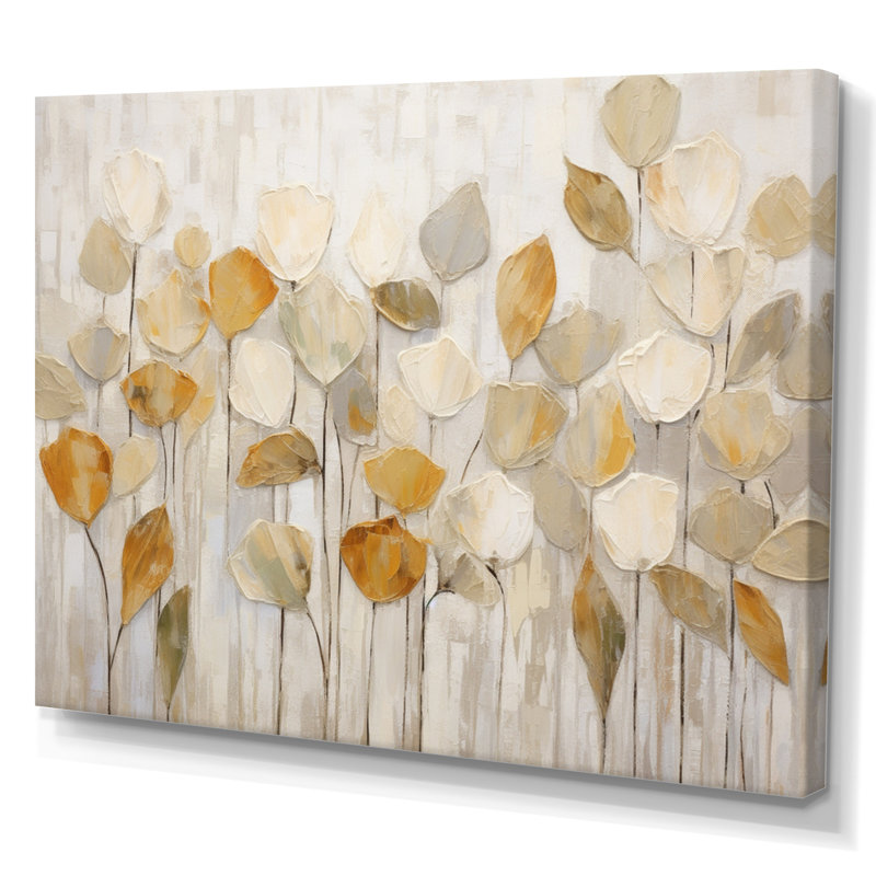 «Beige Botanical Impressions II - Abstract Botanicals», art mural, H 30 po x l 40 po, Toile tendue, Sans cadre