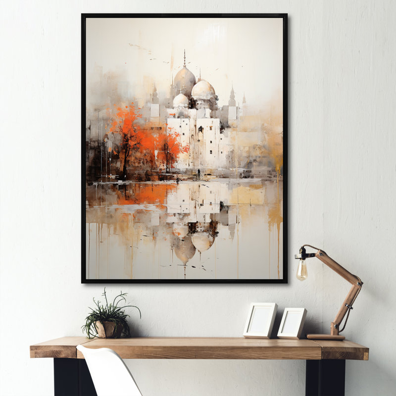 Impression sur toile, "Minimalisme indien", Cadre flottant noir, H 44 po x l 34 po x P 1,5 po