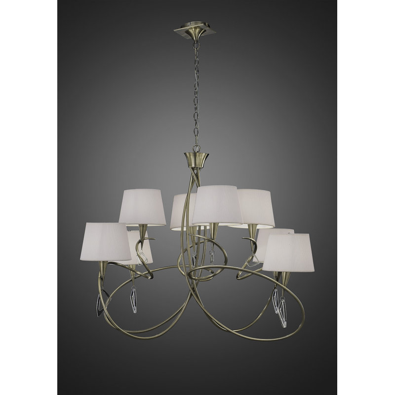 Eurich 8 - Light Shaded Chandelier, Antique Brass