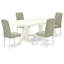 5-Piece Set Includes a Wooden Dining Table and 4 Dark Shitake Linen Fabric Parson Chairs with High Back - Linen White-1255967302-1255967301-1323717778