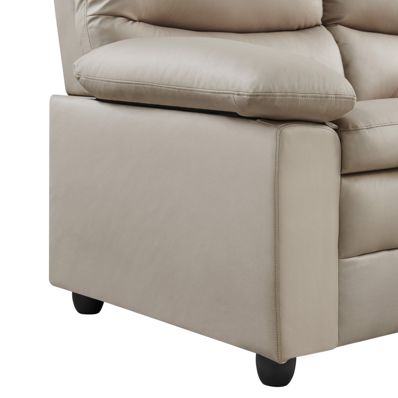 Ladeidre 3 Seater Faux Leather Sofa, Taupe, 3