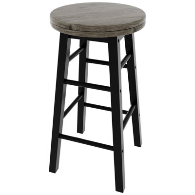 Swivel Solid Wood Bar Stool with Solid Wood Frame