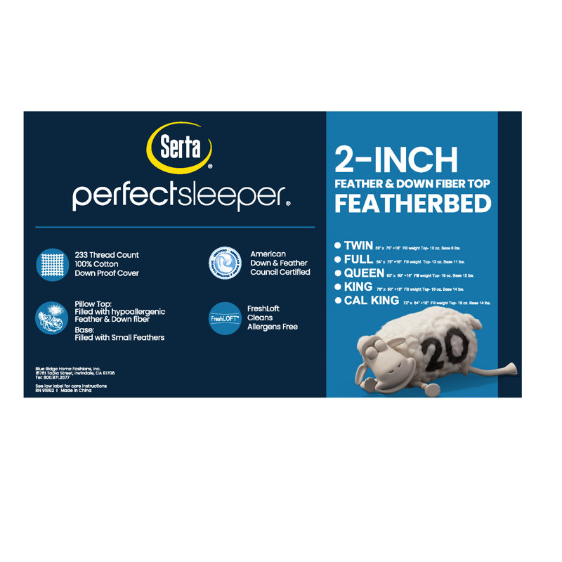 Queen White Down Featherbed Mattress Topper