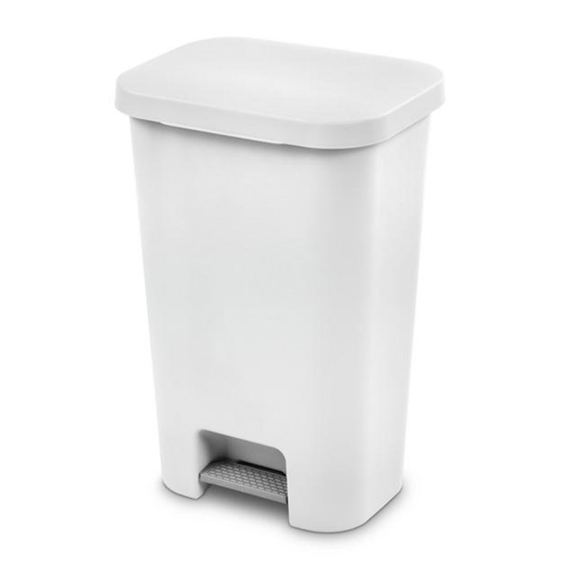 Poubelle de cuisine rectangulaire à pédale de 11,9 gallons Sterilite, blanc (paquet de 8)