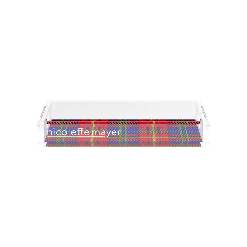 Rectangle Plaid Decorative Tray, 12.5" W x 7.75" L, Blue