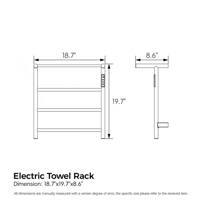 Heated Towel Rack With Top Shelf, 3-Bar Towel Wall Mountedwarmer For Bathroom With Intelligent Touch Screen Timer, 304 Stainless Steel Polished, Plug-In/Hard-Wired