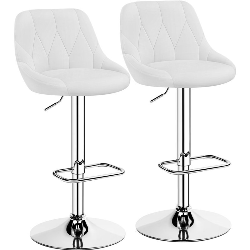 color Height Adjustable Swivel Bar Stool, White