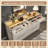 High Gloss Led Clothes Dresser, 8 Drawer Dressers With Tempered Glass Top, Gray/Cream-605811231